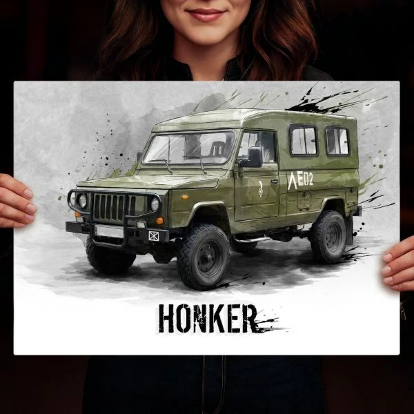 Duzy obraz metaowy z grafika Honker